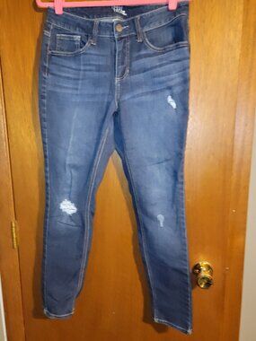 Women's Time & Tru Distressed Skinny Jeans Size 12 Blue Denim